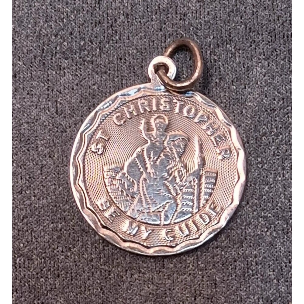 Sterling St Christopher Charm Medal Silver